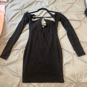 Oh Polly Black Asymmetrical Cut-Out Bodycon Dress